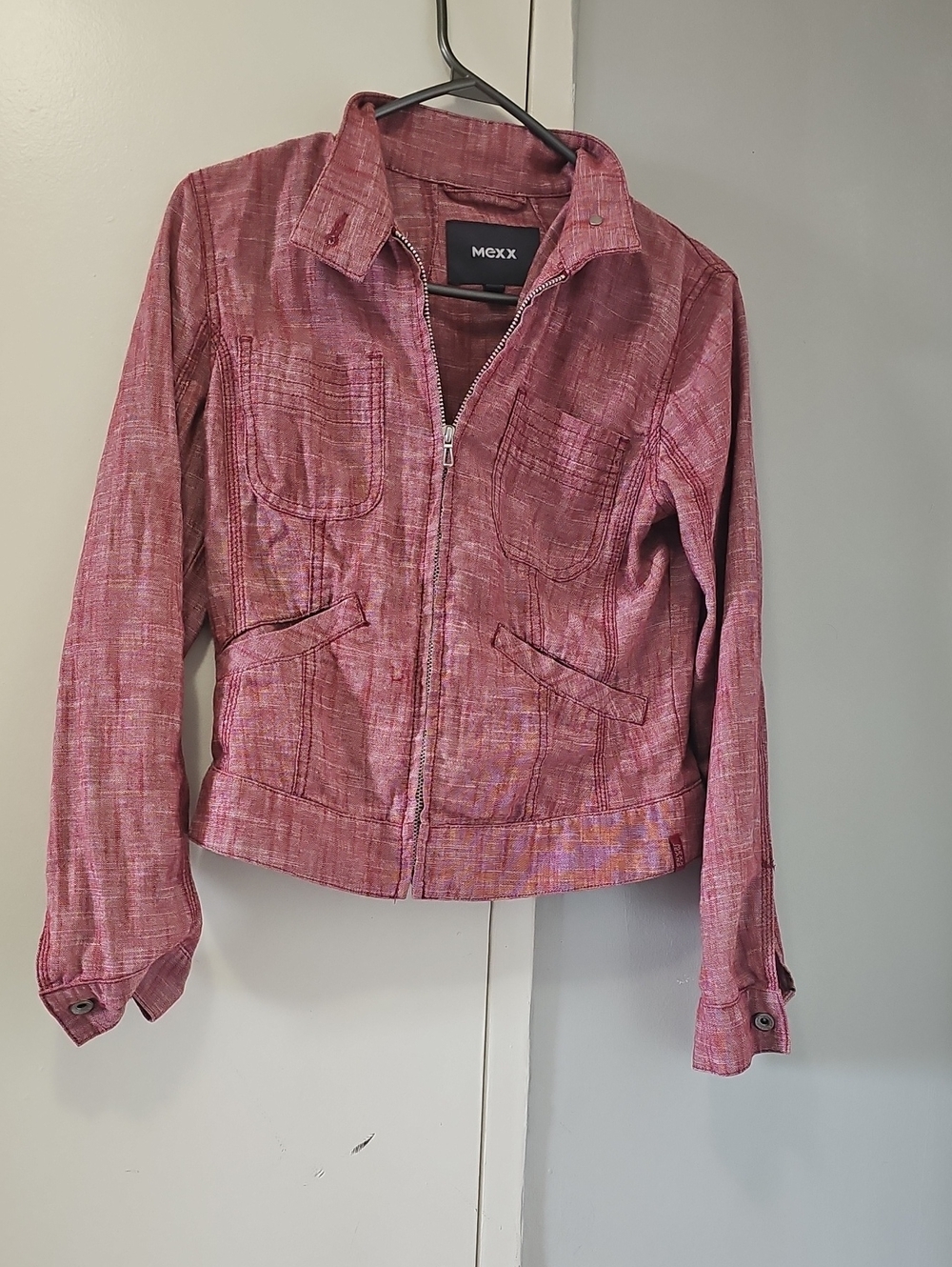 MEXX Women's Textured Dusty Rose Zip Jacket